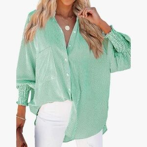 Green Striped Women's Blouse